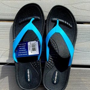 Brand New Okabashi Sandals, Size 9 Black/Turquoise